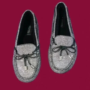 Michael Kors sutton moc bow moccasins blk/silver 6M